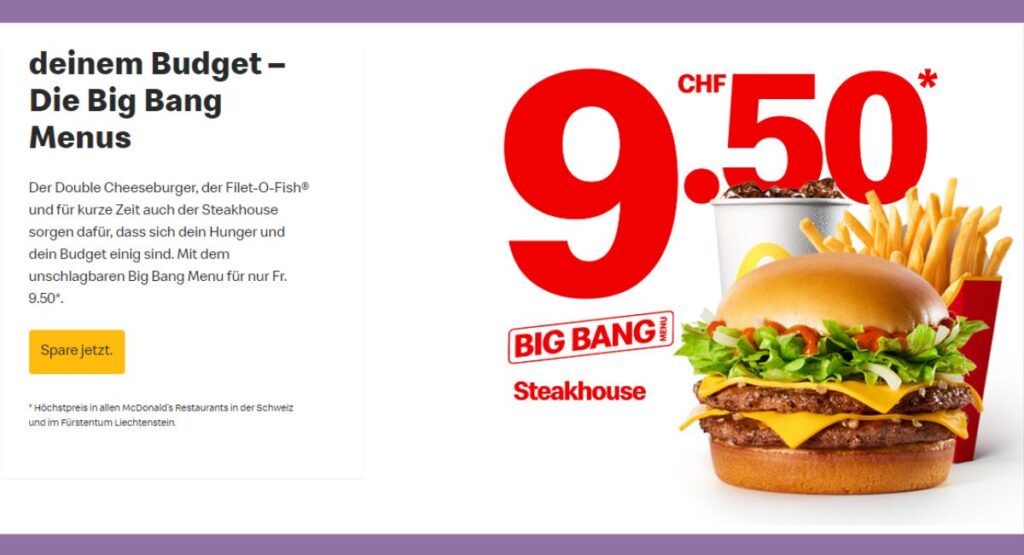 mc donalds burger angebot